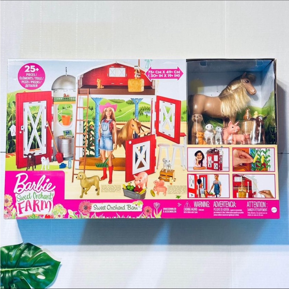 Barbie Sweet Orchard Farm Playset with Barn, 11 Animals, 15 Accessories NEW